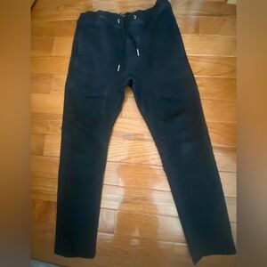 Zanerobe Black Drop Crotch Jogger Pants SZ38 Slim Tapered Drawstring Streetwear